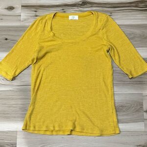 Anthropologie t.la Scoop Neck Mustard Yellow Ribbed Shirt Women’s Large